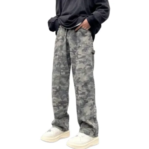 Camouflage Trendy High Street Wide Leg Long Pants