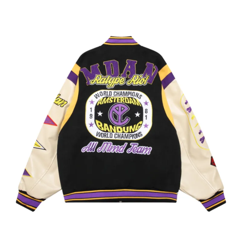 New Street Design Sense Padded Embroidered PU Leather Jacket-5
