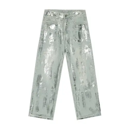 High Street Hip Hop Silver Brush Jeans