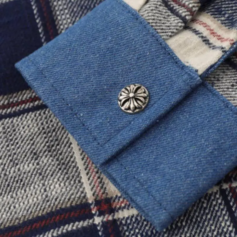 Retro Plaid Denim Shirt-3
