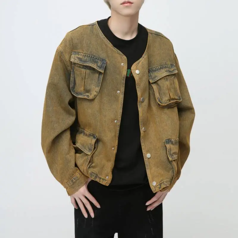 Distressed Loose Washed Multi pocket Denim Jacket-1