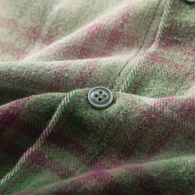 Vintage Hanging Dye Washed Hole Ancient Plaid Shirt-6