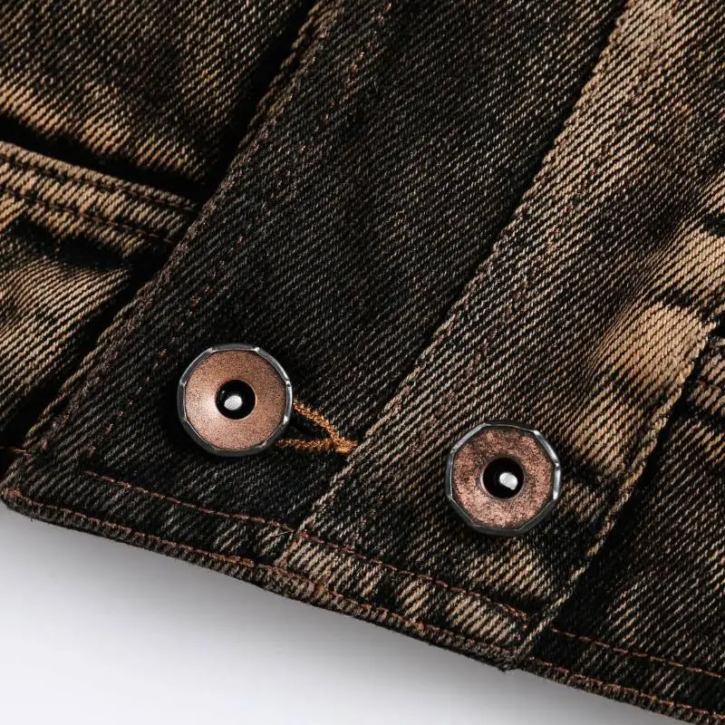 Retro Double Curved Access Control Denim Jacket-4