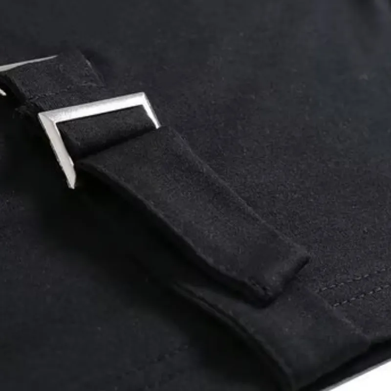Loose Casual Metal Straps T Shirt-5