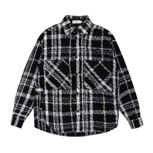 CLIMAX VISION Black And White Plaid Stitching Tweed Woven Jacket