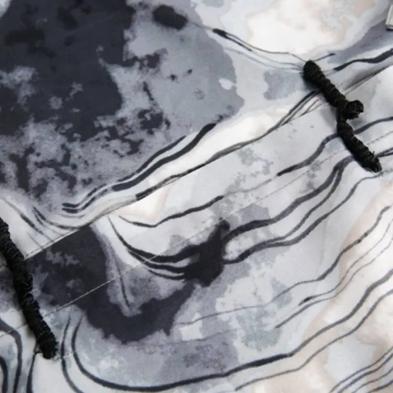 Ink Print Lapel Loose Long Sleeve Shirt-6