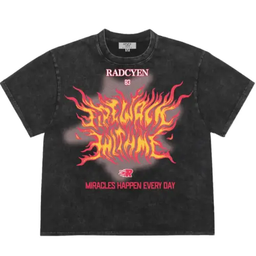 Flame Print Hip-Hop Cotton T-Shirt