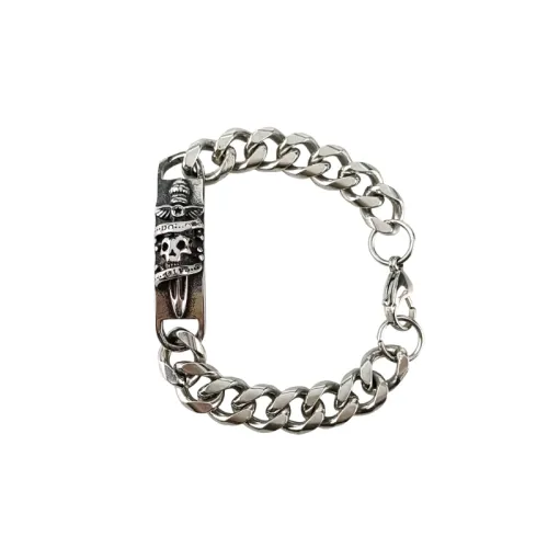 Retro Fashion Design Skull Head Stainless Steel Hand Bracelet