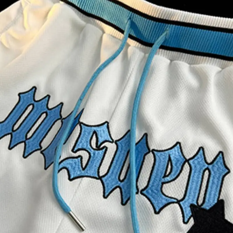 Casual Embroidered Ribbon Sports Shorts-4