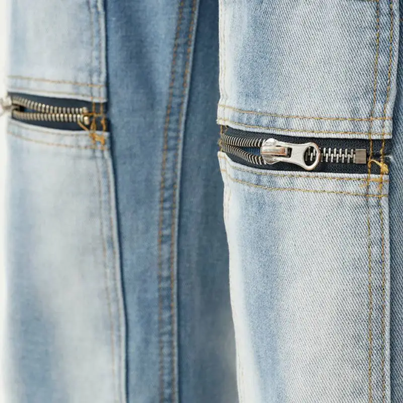 Trendy Splicing Zipper Jeans-5