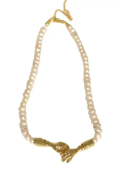 Copper Plated Gold Pearl Necklace