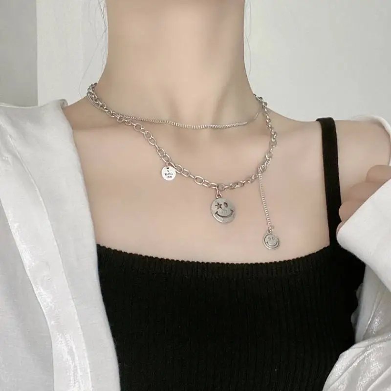 Double Layer Smiley Face Necklace-2
