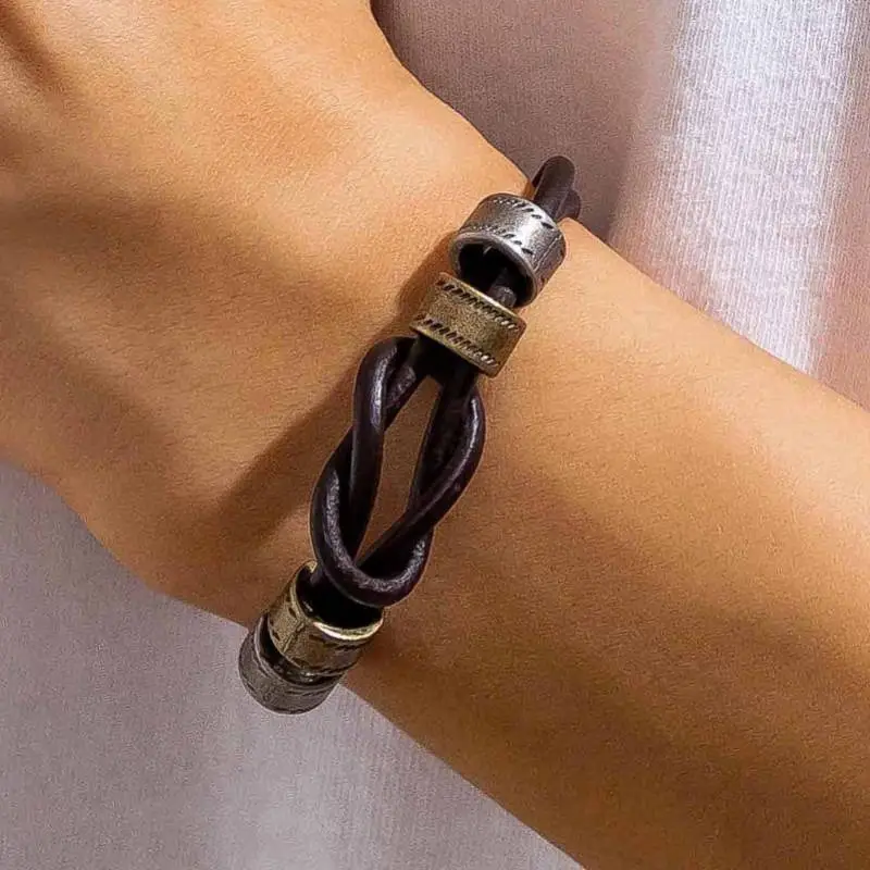 Leather Retro Ring Bracele-2