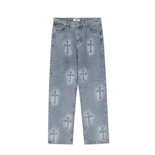 High Street Washed Jet-painted Cross Jeans