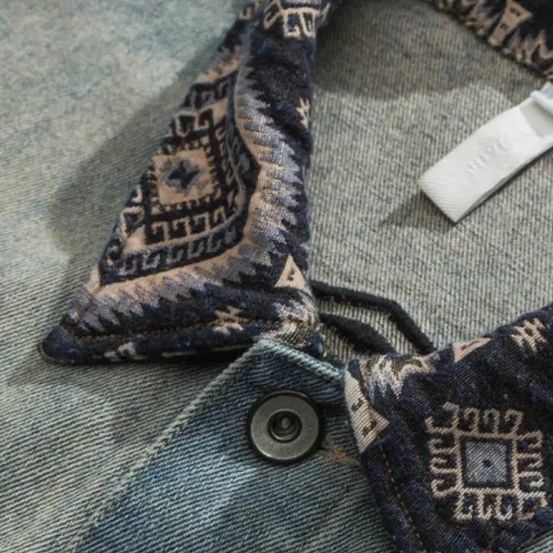 Vintage Stitching Embroidered Denim Jacket-6