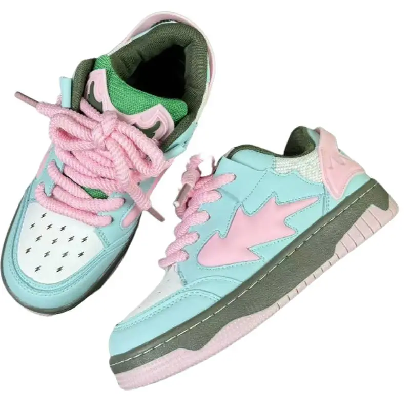 Contrast Color Thick Bottom Sports Shoes-1