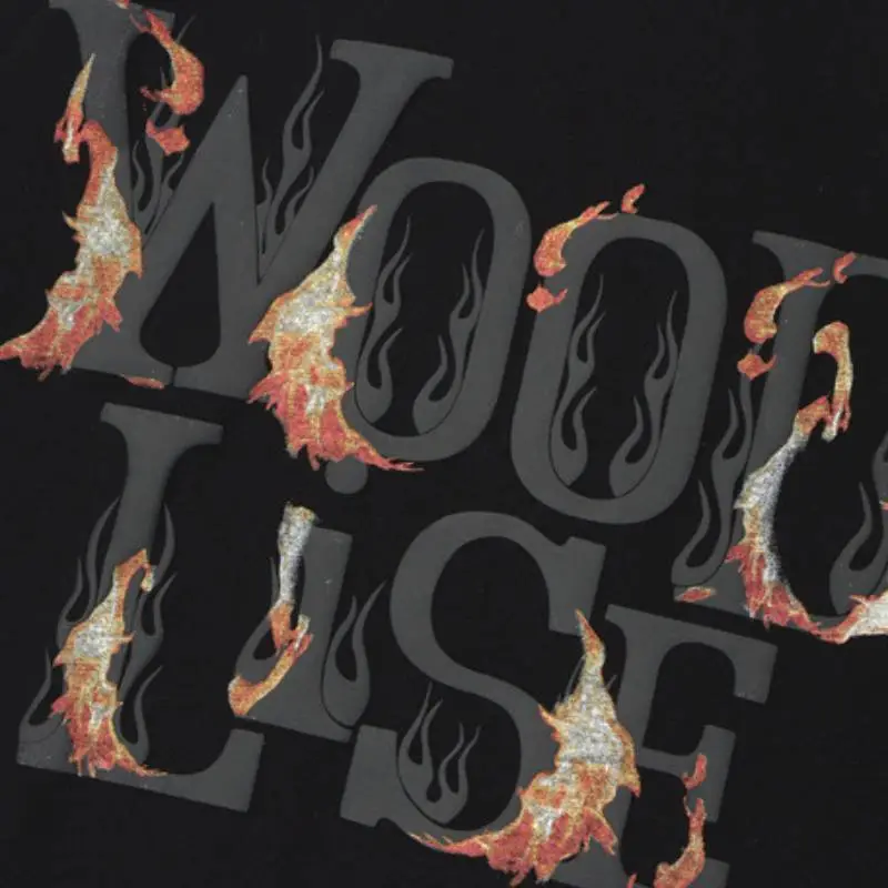 Loose Retro Original Flame Print T Shirt-3