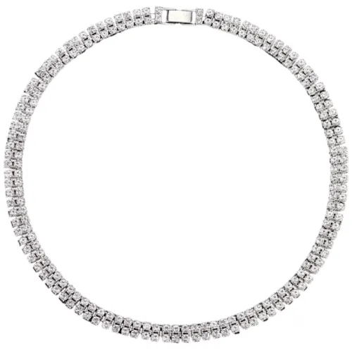 Alloy Diamond Double-Row Necklace