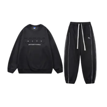 Three dimensional Steel Seal Letter Embossed Sports Wear Hoodie and Pants