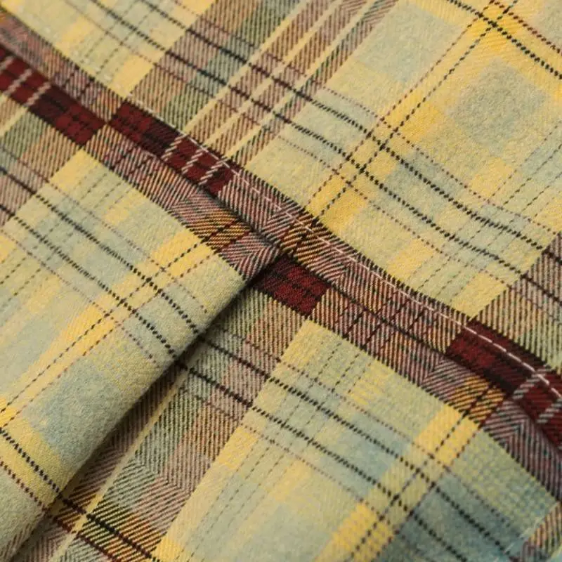 Washed Old Long Sleeve Plaid Shirt-4