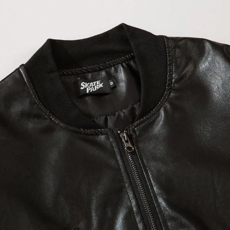 Flame Design Retro Leather Jacket-4