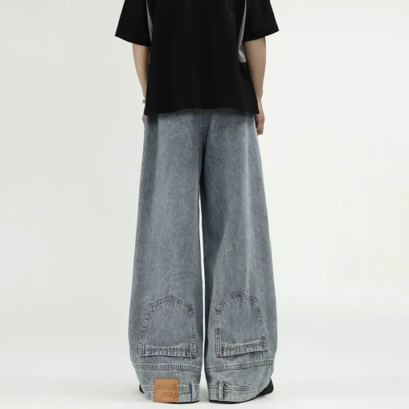 Fashionable Straight Leg Trendy Wide Leg Jeans-1