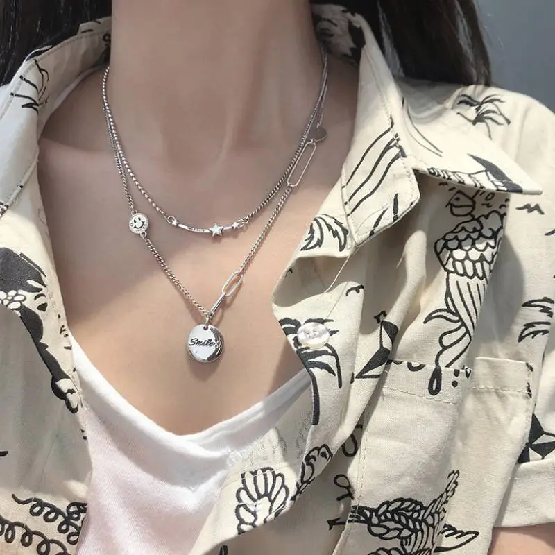 Sterling Silver Smiley Face Necklace-2