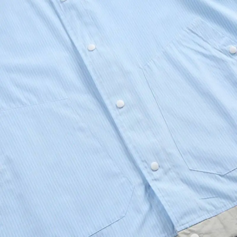 Contrast Color Hem Drawstring Shirt-5
