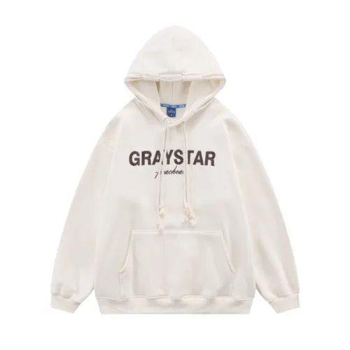 Decorative Letter Embroidery Loose Hooded Ins Jacket