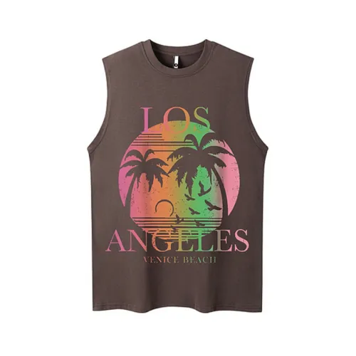 Hip-Hop Coconut Tree Print Sleeveless Vest