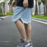 pinstriped linen pull-on shorts