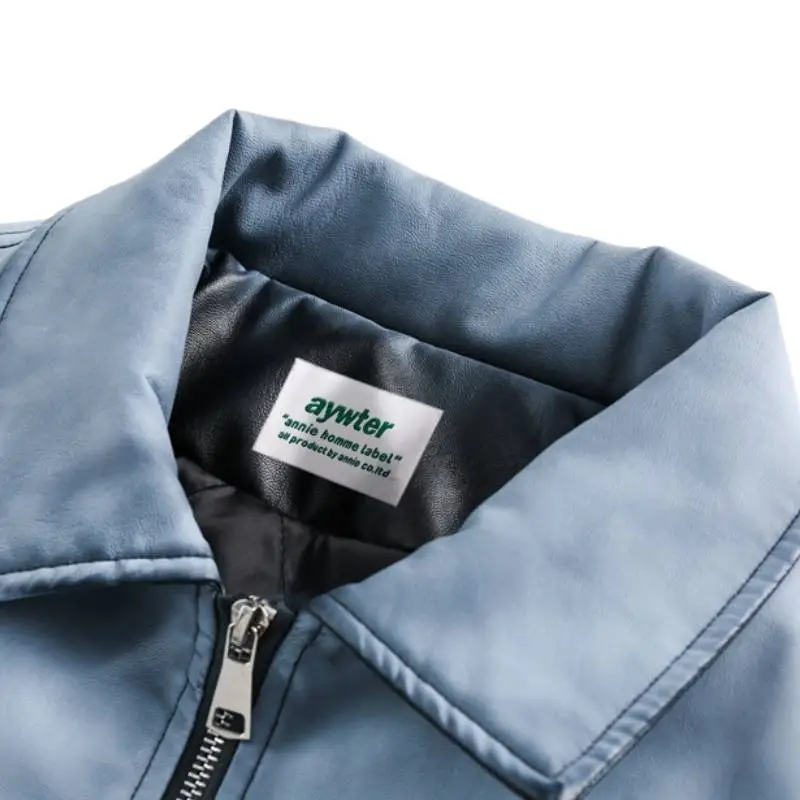 Design Retro Gradient Loose Coat PU Leather Cotton padded Jacket-4