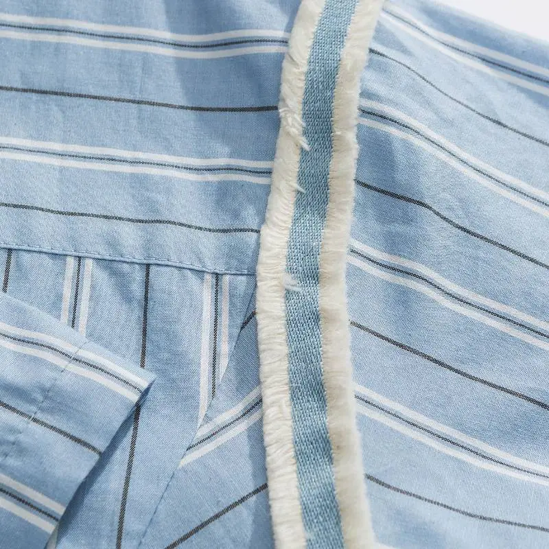 Retro Striped Short Sleeved Shirt-4