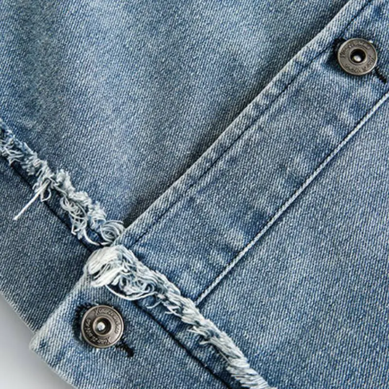 WashedSplicing Denim Vest-4
