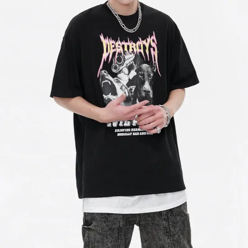 Casual Flame Letter Print T Shirt-6