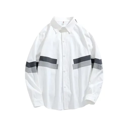 Retro Contrast Color Stitching Long Sleeve Shirt