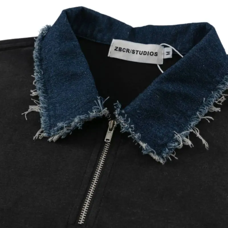Retro Wash Printed Lapel T shirt-4