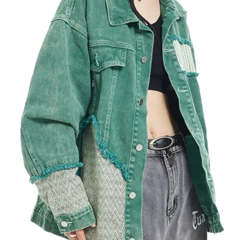 Irregular Patchwork Denim Jacket-2