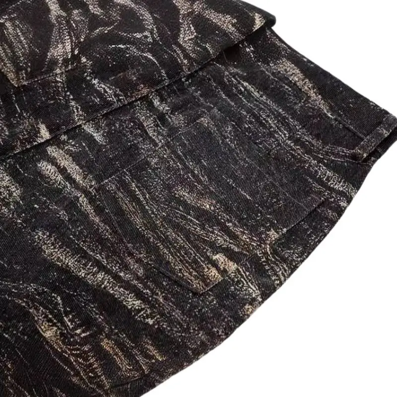 Vintage Leopard Print Camouflage Micro Flare Trousers-3