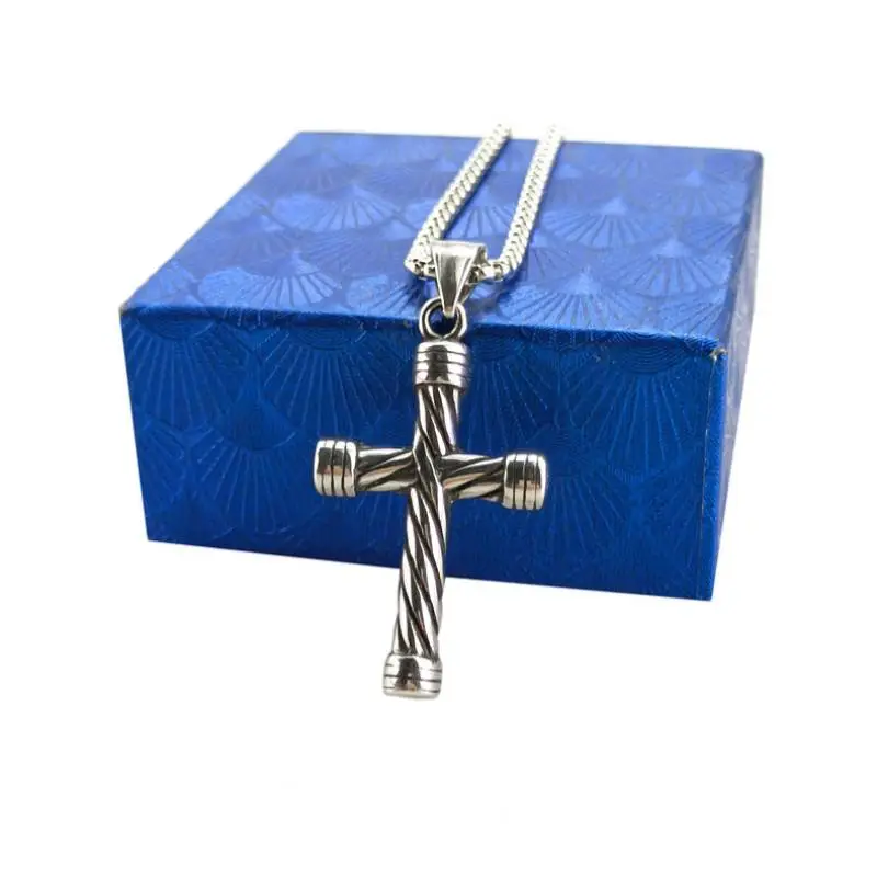 Retro Striped Cross Fashionable Stainless Steel Chain-4