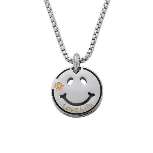 Smiley Face Pendant - Stainless Steel Couple Necklace