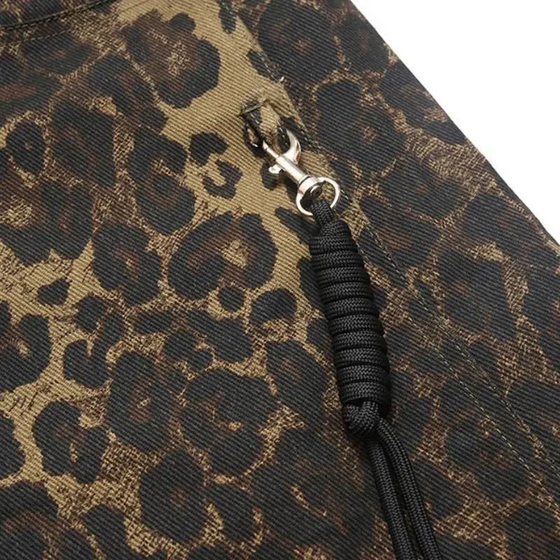 Retro Style Casual Pants Wilderness Street Leopard Print-4