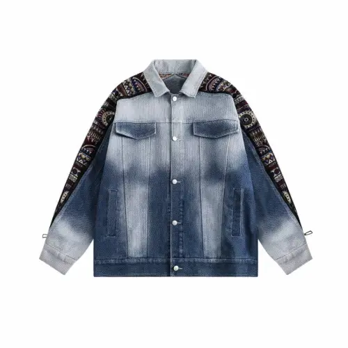 Washed Retro Ethnic Denim Jacket