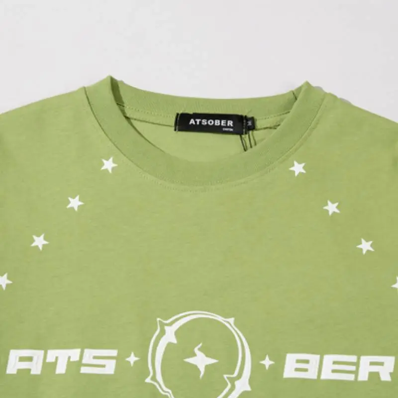 Retro Racing Elements Letters Printing Round Neck Long Sleeved T Shirt-2