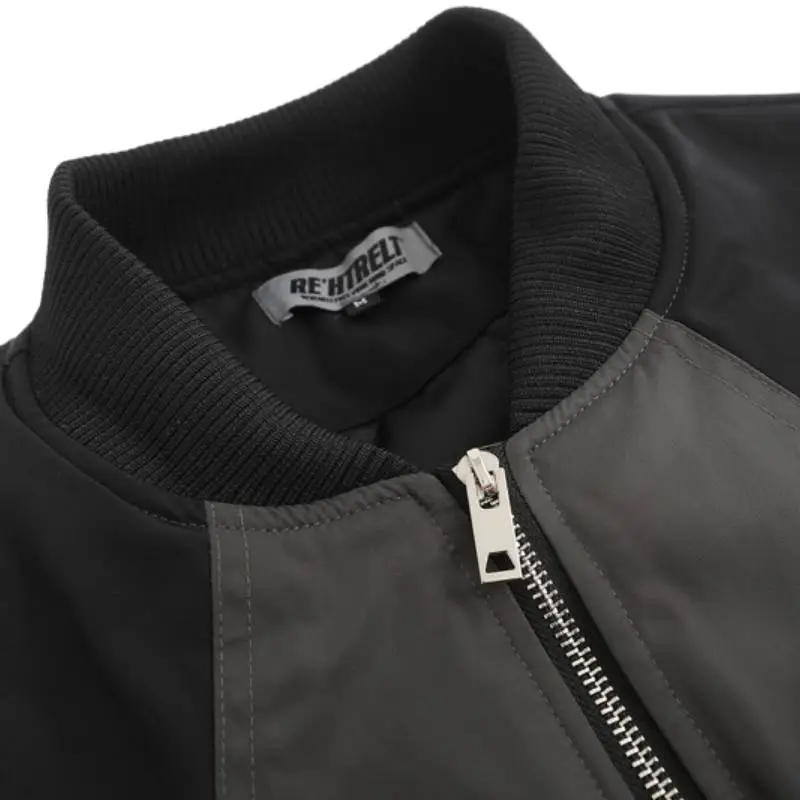 High Street Functional Style Stitching Contrast Color Aviator Hip hop Loose OV Quilted Cotton padded Jacket-3