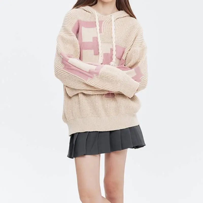 Retro High end Hooded Knitted Sweater-2