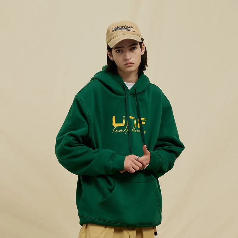 Fleece lined Base Letter Logo Printing Hoodie-4