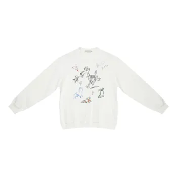 New Retro Graffiti Printing Loose Plus Velvet Crew Neck Hoodie