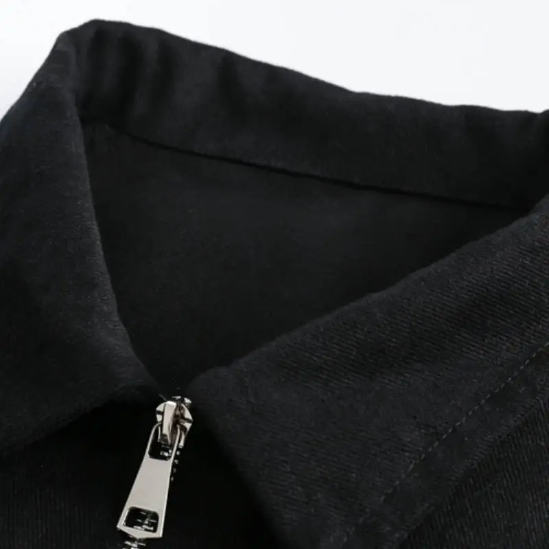 Hip hop Plain Denim Jacket-2