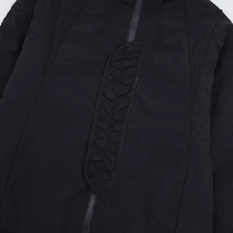Retro Patching Pleated Flower Design Aviator Quilted Jacket-2